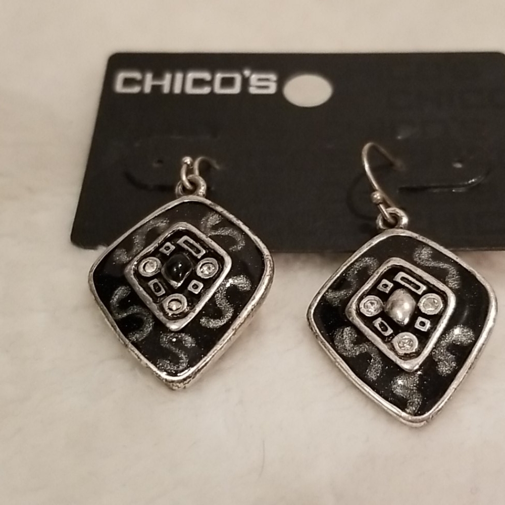 Chico's sliver black cz earrings